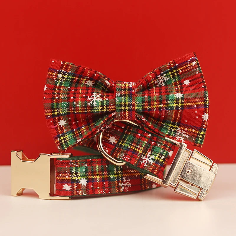 Pet dog collar Handmade knitted necklace Pet dog supplies Woven accessories Autumn Winter Christmas set