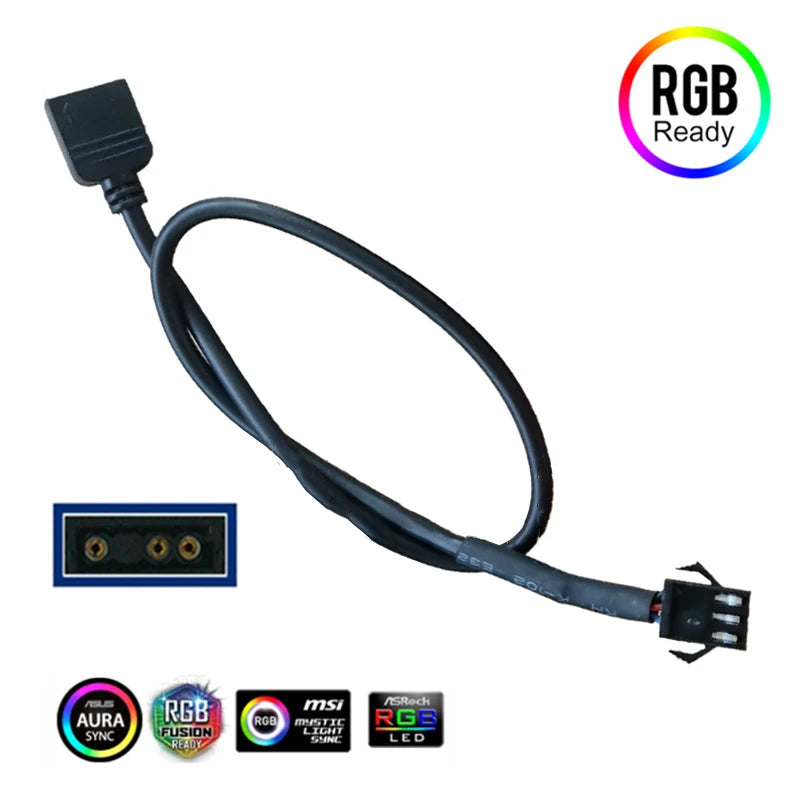 Motherboard RGB Adapter Conversion Cable 5V 3 Pin / 12V 4 Pin 30cm RGB Led Strip Light for PC Computer LED Light Strip Line