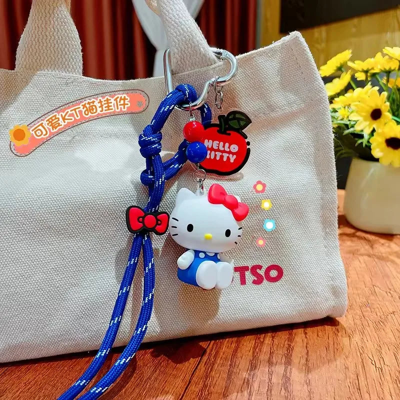 NEW Kawaii Sanrio Hello Kitty Doll Keychain Cartoon Cute PVC Car Key Anti-Lost Backpack Birthday Gift
