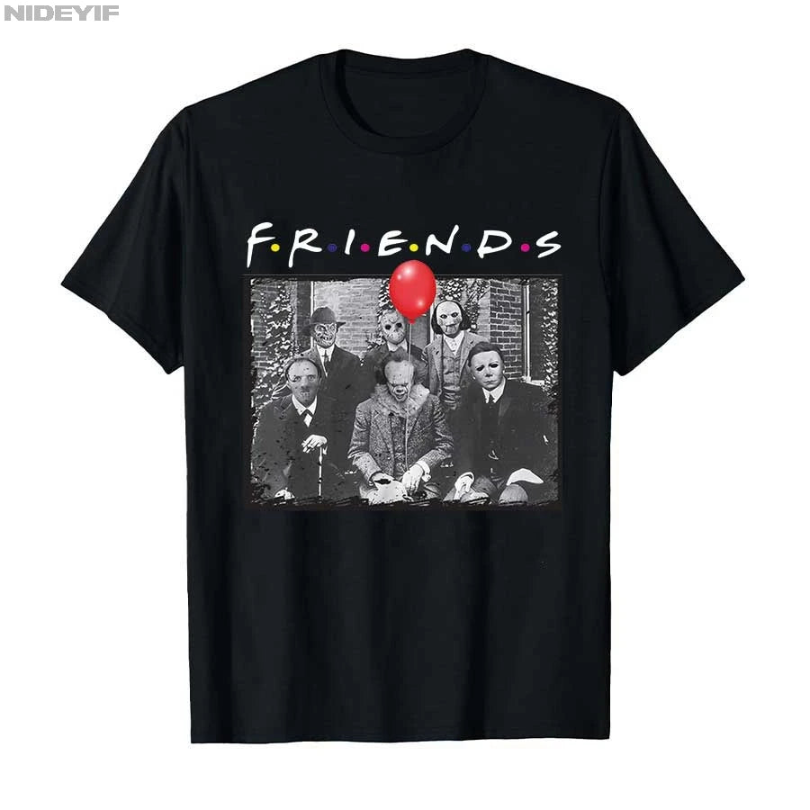 Horror Movie Friends Halloween T-shirt For Men Women 100% Cotton T Shirts Short Sleeve Tops P523