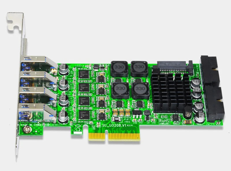 PCI Express USB 3.0 Expansion Card PCI-E X4 to 4 Port USB 3.0 + 2x 19Pin Header SATA Power Supply PCIE USB3.0 Controller Adapter