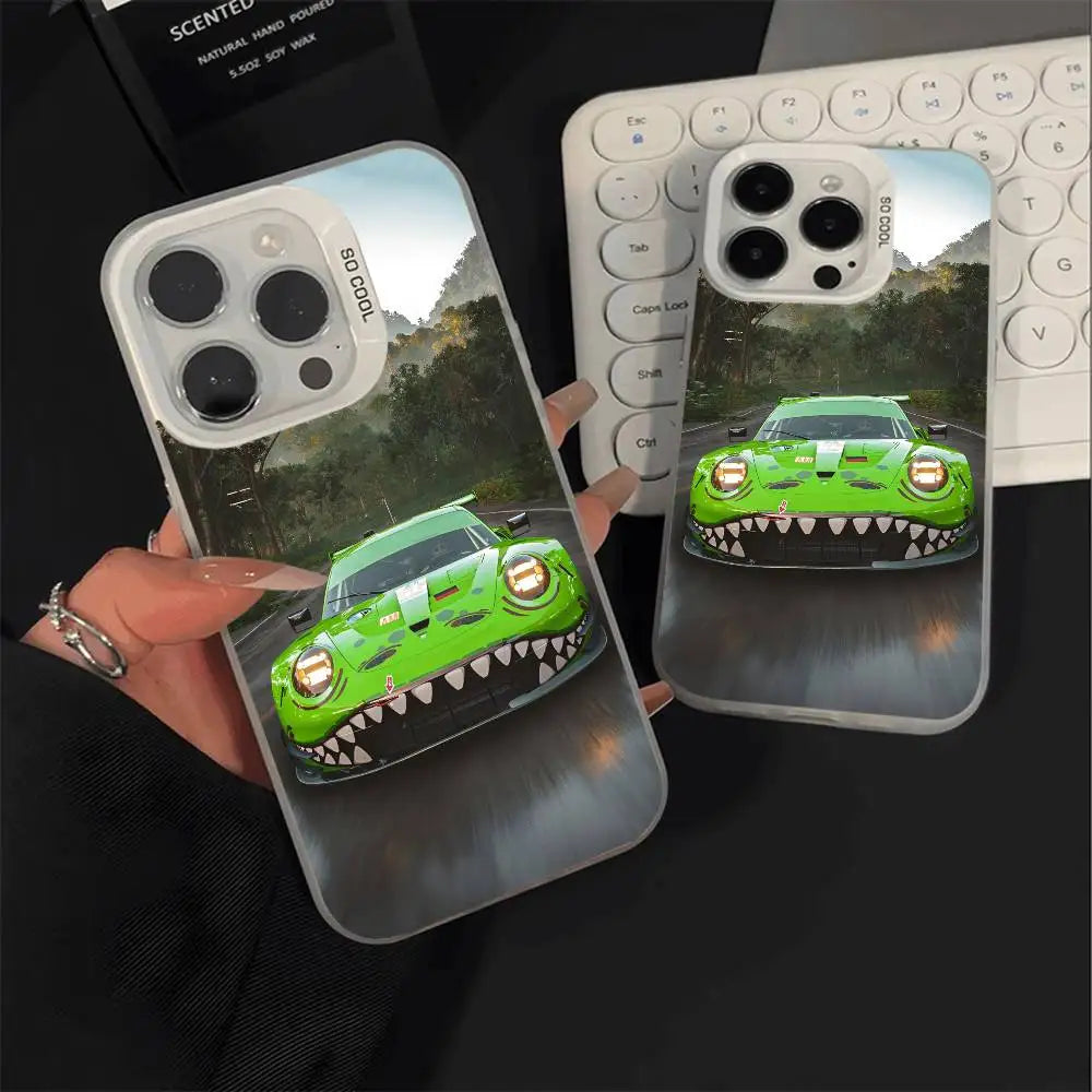 1PC Artistic Luxury Cars Phone Case For IPhone 17 17Air 16 15 14 13 12 11 Pro Max Plus Colorful Silver