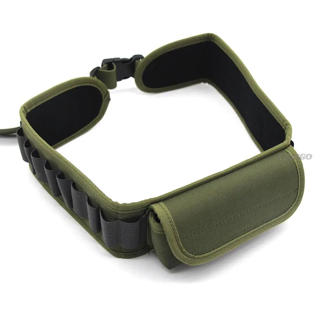 Tactical Bandolier Belt Shotgun Rifle 12 Gauge Cartridge Holder Bandolier Hold 30 Shells with Pocket & Quick Release Buckle
