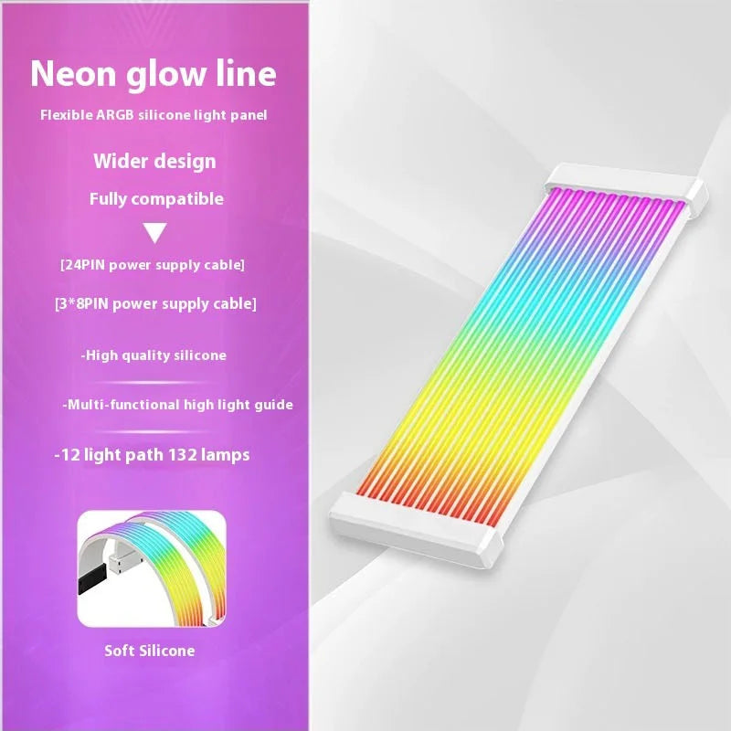 5V 3Pin ARGB Sync PC Cable 8/24PIN Motherboard Power Extension Cable Flexible LED Strip Light DIY Kit for Computer Power Supply