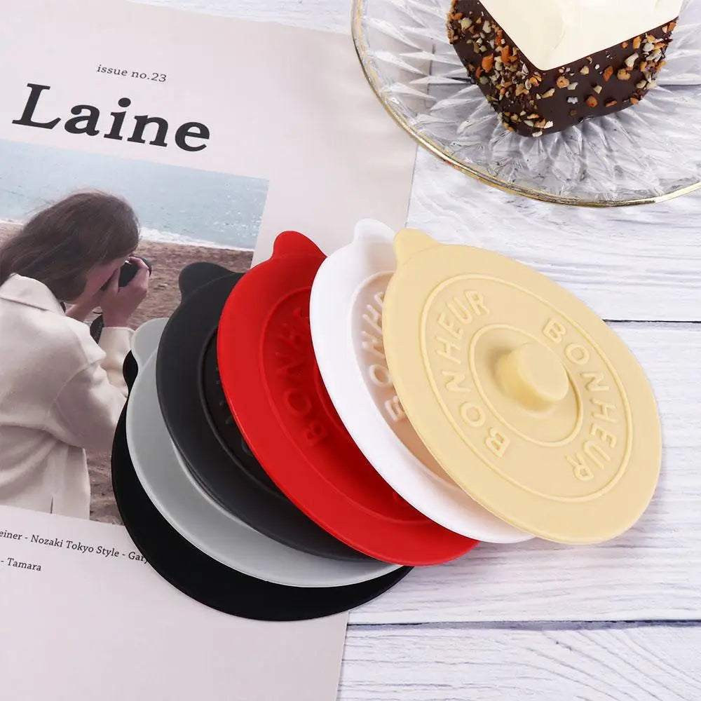 Mugs Lid With Convex Handle Silicone Glass Cup Cover Dustproof Heat-Resistant Cup Lid Universal Round Mug Sealed Cap Pantry