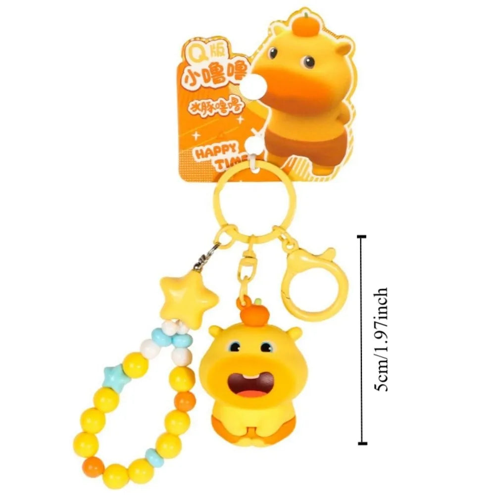 Creative PVC Capybara Key Ring Bag Charm Cute Expression Lulu Doll Keychain Q-version Beading Cartoon Phone Chain Kids