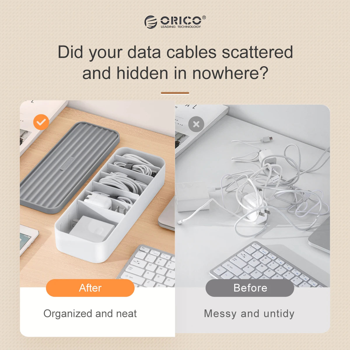 ORICO data cable management box desktop storage removable partition charger charging cable storage box ORICO official store