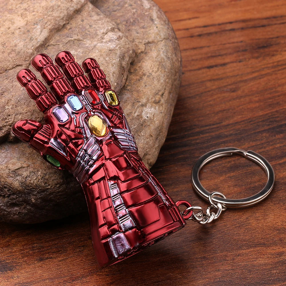 Marvel Superhero Keychain Avengers Thanos Infinity Gauntlet Metal Pendant Keyring Car Backpack Key Holder Decoration Accessories