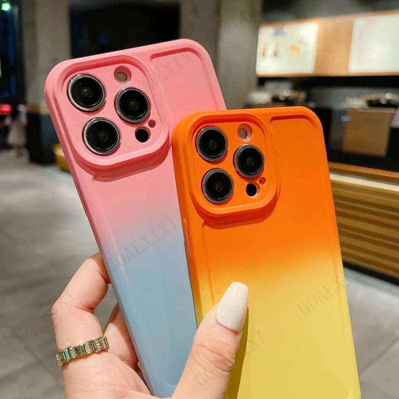Antiskid cases silicone phone cases for iPhone 16 15 14 13 12 11 pro 8p 7p max plus mini ip16 16pro pls case gradient soft cover