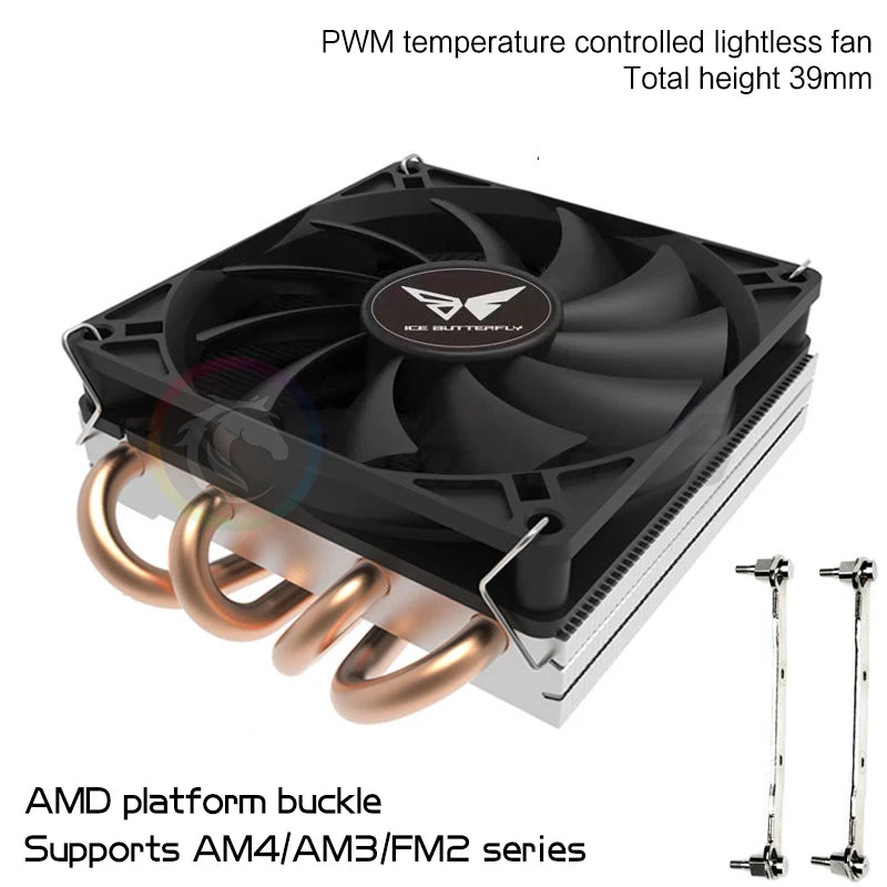 CPU Cooler for Mini ITX Case Ultra-thin Z39 4 HeatPipe CPU Radiator Support AMD/Intel Desktop Cabinet PC Air Cooing Fan 4Pin PWM