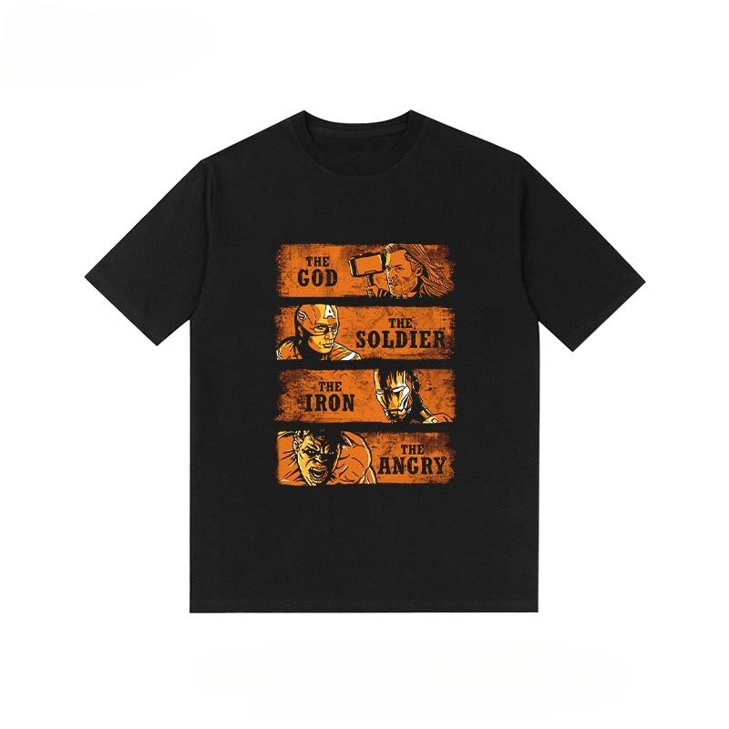 Marvel T-shirt Avengers Captain America Iron Man Summer Short Sleeve Cotton Print T-shirt 2025 Men Women Fashion Casual Tee Tops