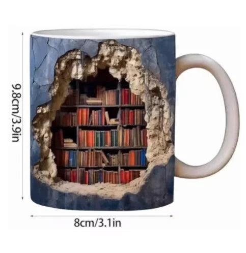 Ceramic 3D Library Book Mug Shelf Mug Creative Space Design Multi-Purpose Mug Coffee Cup Study Milk Cup Friends Birthday Gift