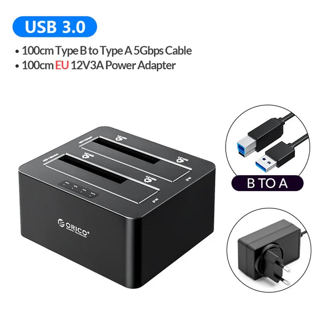 ORICO 2/4 Bay Hard Drive Docking Station with Offline Clone SATA to USB 3.0 HDD Docking Station for 2.5/3.5 inch HDD/SSD