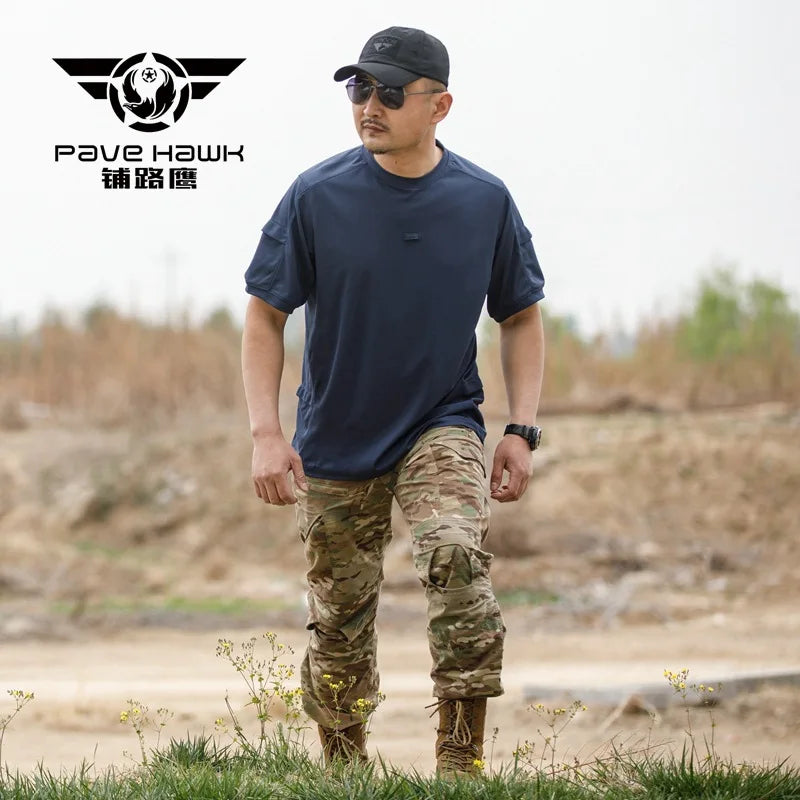 Men's Army Tactical T-shirt Military Training Quick-drying Breathable Short Sleeves Summer Beach Sun Protection Casual T-shirt