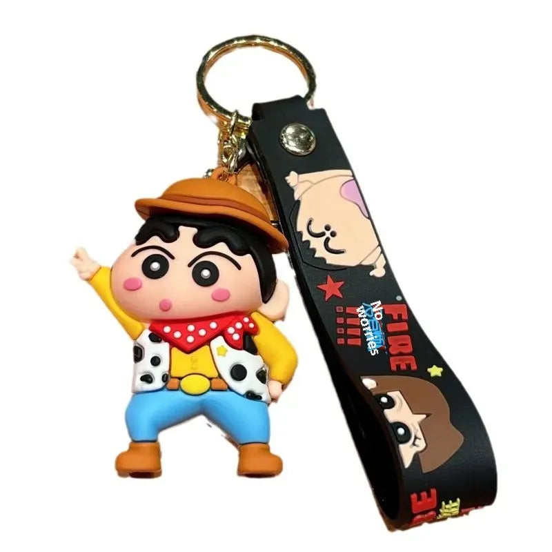 Cartoon Crayon Shinchan PVC Keychain Cute Transformation Doll Bag Pendant Gift Keychain Collectible Toys Backpack Decoration