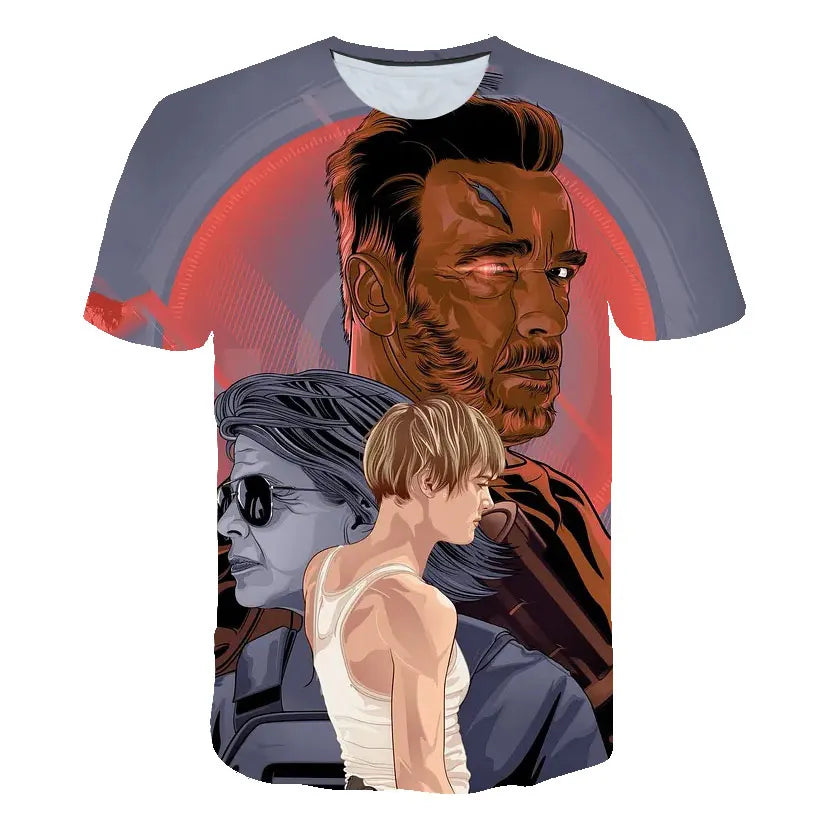 Movie Terminator T-Shirts Male 3D Print Men Women Fashion Short Sleeve O-Neck T Shirt Oversized Streetwear Kids Y2k Top Clothing