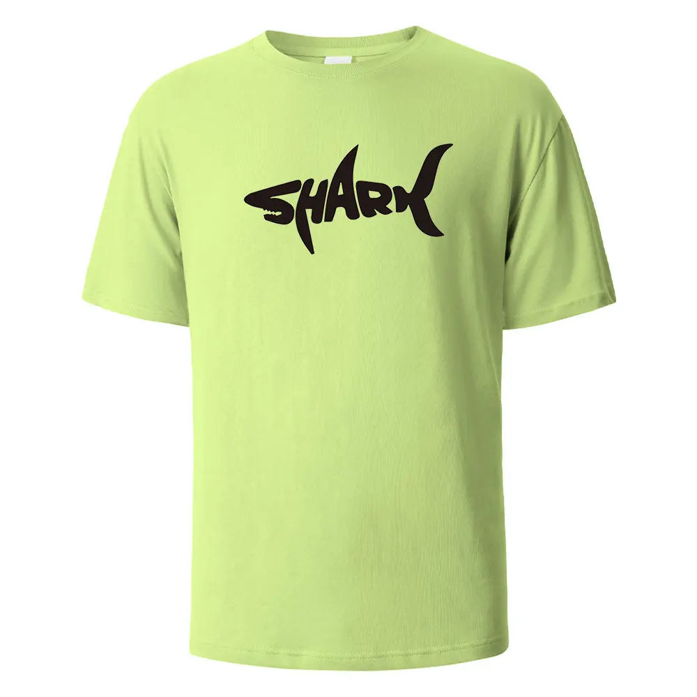 Shark Print T-Shirt 100% Cotton Summer Tees For Men Women Oversize Casual Tops