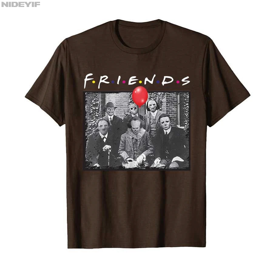 Horror Movie Friends Halloween T-shirt For Men Women 100% Cotton T Shirts Short Sleeve Tops P523