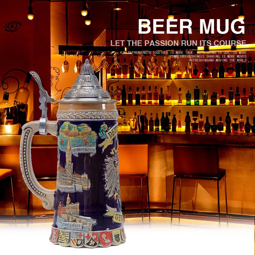 600ml Beer Mugs Big Capacity Germany Geographical Sign Classical  Beer Mug 3D & Resin Steel Stainless Tankard Cup Best Fans Gift