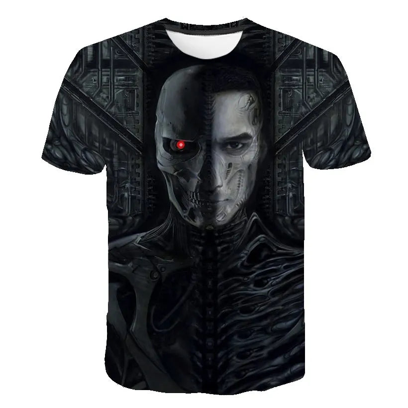 Movie Terminator T-Shirts Male 3D Print Men Women Fashion Short Sleeve O-Neck T Shirt Oversized Streetwear Kids Y2k Top Clothing