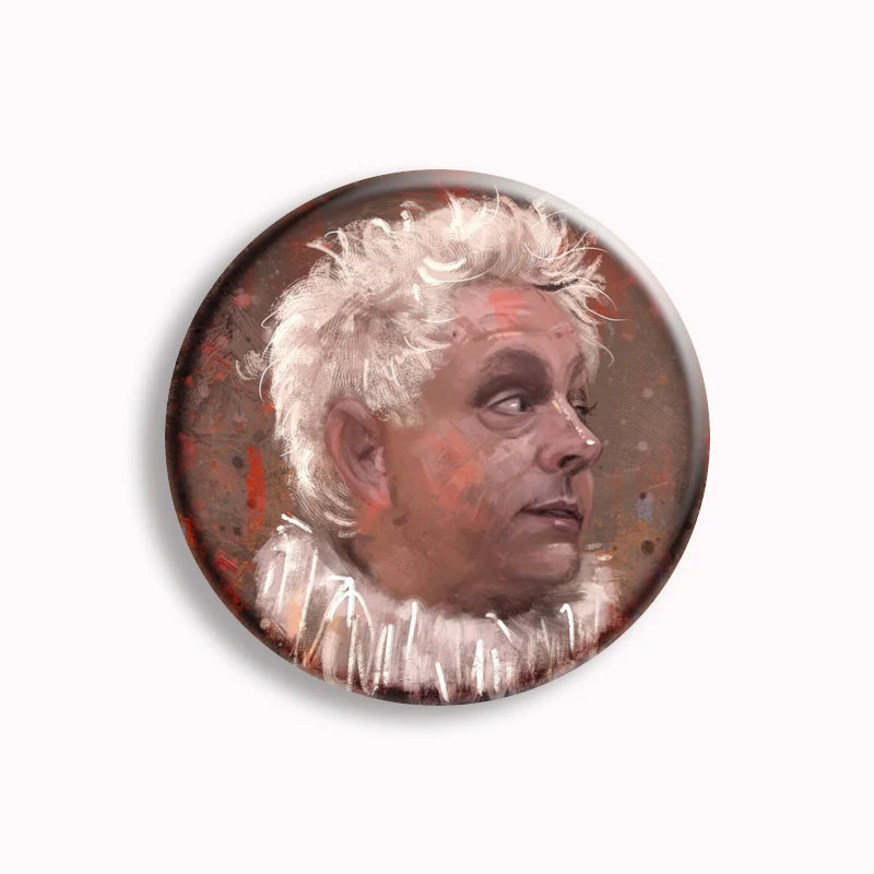 Good Omens Pin Comedy British TV Show Cartoon Brooch Crowley Angel Funny Badge Accessories For Backpack Decoration Friend Gift