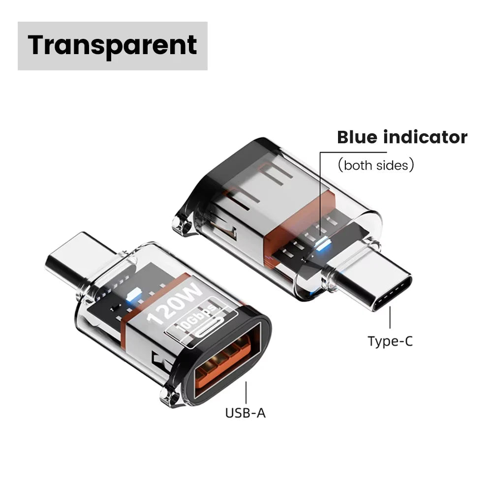 120W Fast Charging USB 3.2 to Type C Adapter OTG 10GB High Speed Data Audio Transfer For PC Tablet Xiaomi Huawei USB C Converter