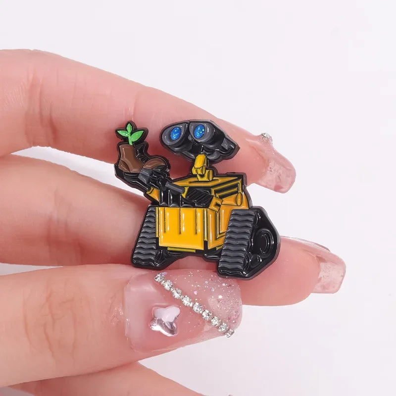 SET Walle Enamel Pins Cartoon Robot Eva Metal Brooch Backpack Badge Halloween Accessory Gifts for Friends Fashion Jewelry