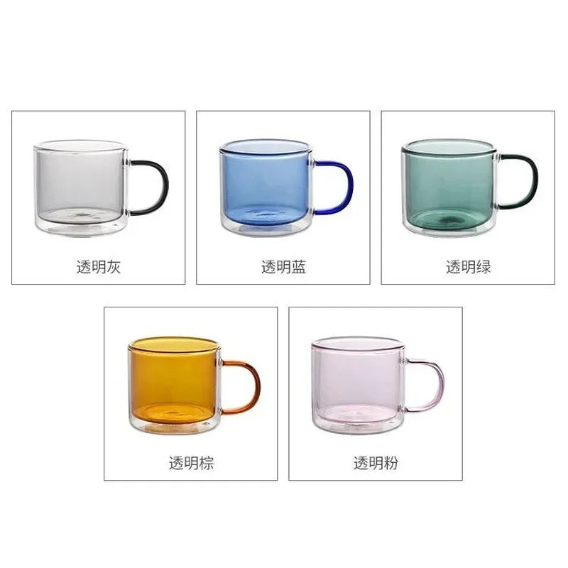 Creative Double Bottom Glass Mugs for Home, 250ml Drinking Tumbler for Wine, Whiskey, Vodka, Coffee, Juice, Water, Tea