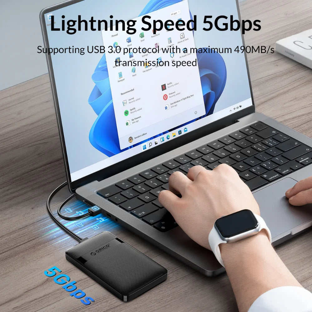 orico 2.5 Inch HDD Case SATA to USB3.0/Type-C Hard Drive Enclosure 6Gbps Max USB-C External SATA HDD enclosure Support Uasp