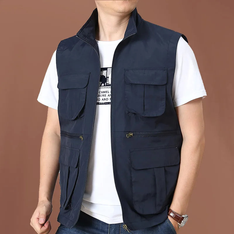 Tactical Vest For Men Golf Hunting Large Size Men's Camping Sleeveless Jacket Multi-pocket Work Padded Luxury MAN Clothing Denim