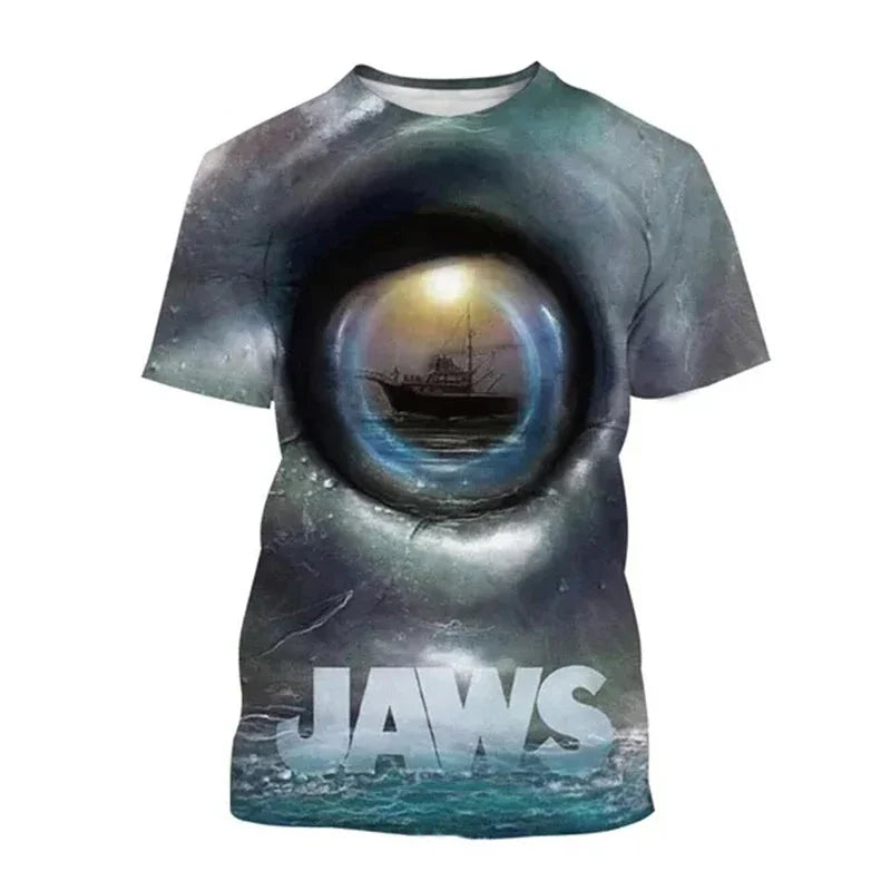Horror Movie Jaws T-Shirts Shark 3D Printed Streetwear Men Women Fashion Oversized Short Sleeve T Shirt Kids Tees Tops Clothing