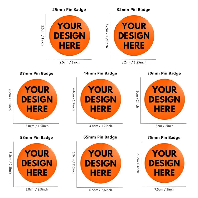 Custom Personalize Tinplate Pins Text Pictures Logo Printed Customize Brooches Lapel Metal Badges Gifts for Friends Wholesale