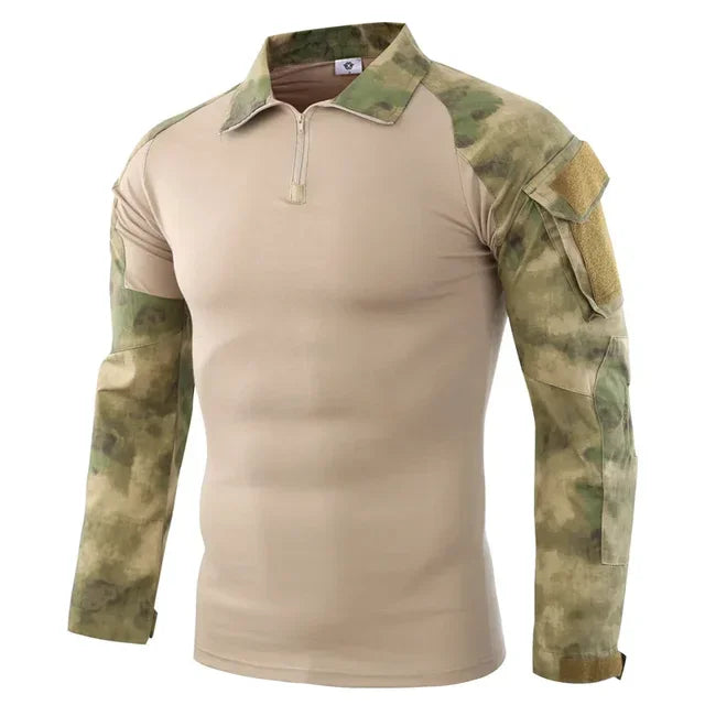 Outdoor Tactical Hiking T-Shirts Men Combat Military Army CP Camouflage Long Sleeve Hunting Climbing Shirt Cotton Sport Clothes
