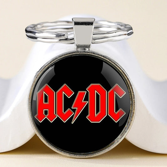 Fashion AC and DC Band Design Key Chain Unique Keyring Charm Pendant Jewelry Perfect Birthday Anniversary Gift Idea Keychains