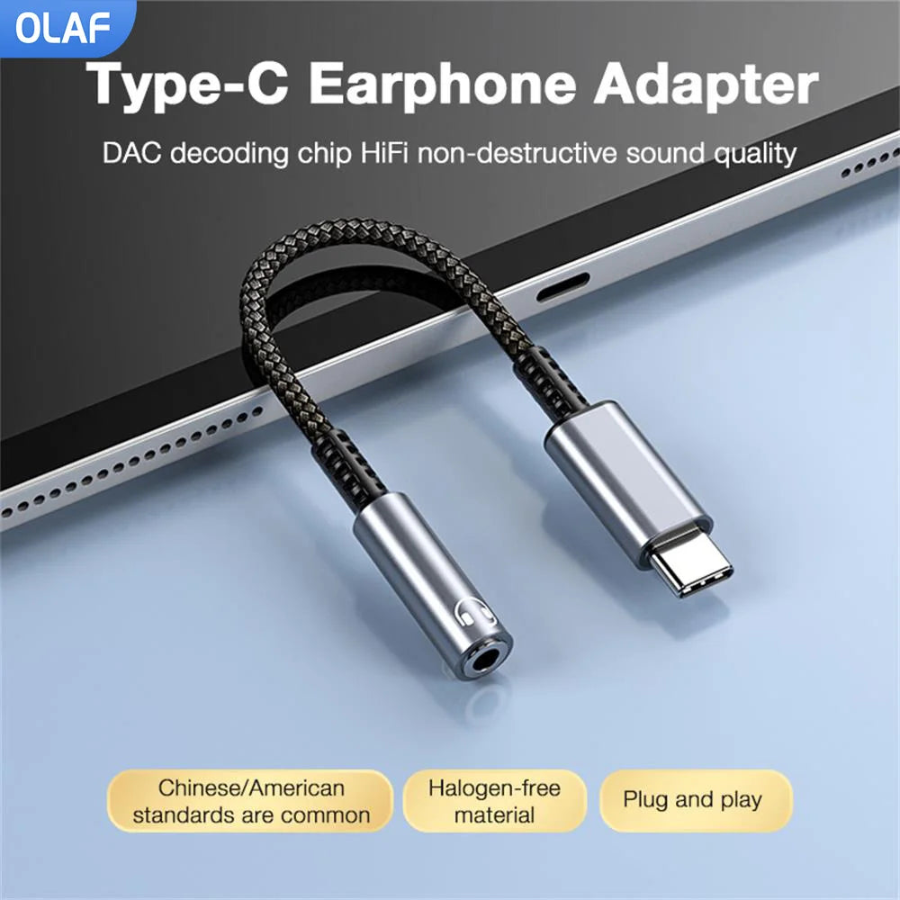 Type C to 3.5mm Audio Jack Adapter USB C to 3.5mm Headset/Microphone USB C to 3.5 Jack Adapter External Stereo Sound Card For PC