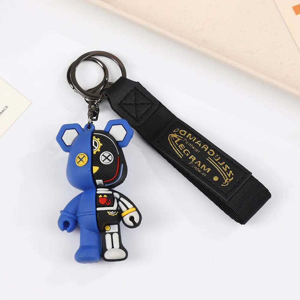Keychain Cartoon Simple Mechanical Bear Cute Niche Doll Keychain Chain Bag Personalized Small Pendant Accessories DecorativeGif
