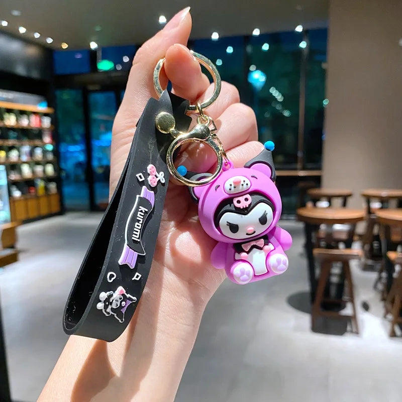 New Kawaii Sanrio Kuromi Keychain Pvc Doll Key Chain Cartoon Anime Cinnamoroll Bag Pendant Car Keyring Toys Kids Birthday Gift