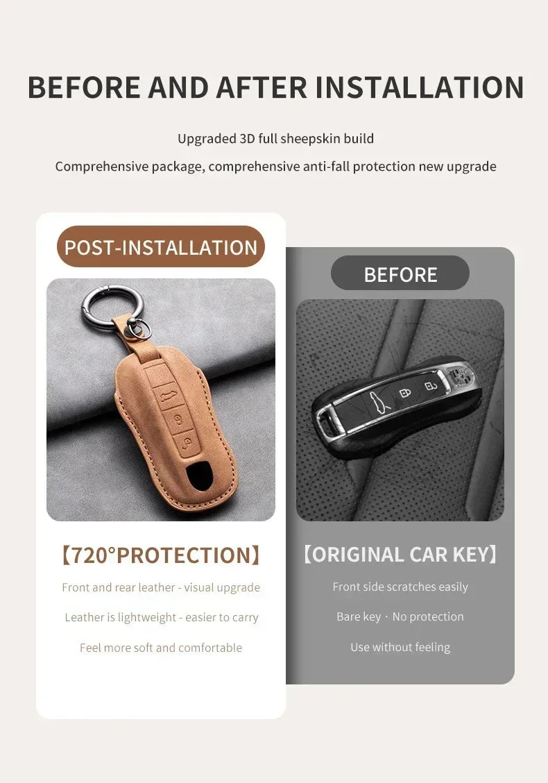 For Porsche Cayenne 718 MACAN Panamera 911 Boxster Keychain Accessories Car Key Case Covers Smart Remote Protection Shell Holder