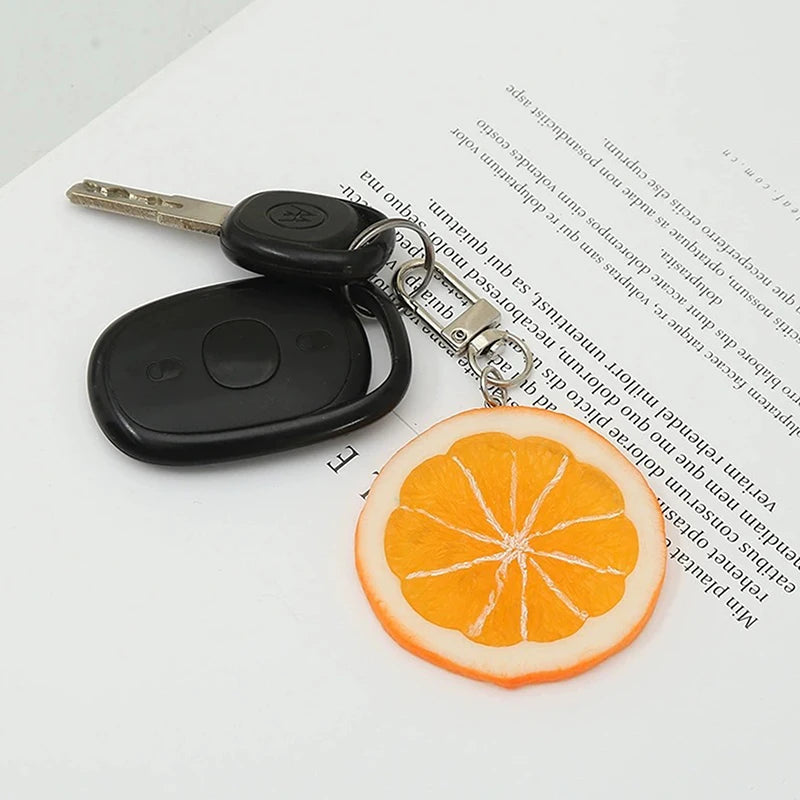 PVC Simulation Fruit Key Chain Lemon Slice Food Model Funny Shooting Prop Car Key Chain Bag Hanging Jewelry Gift