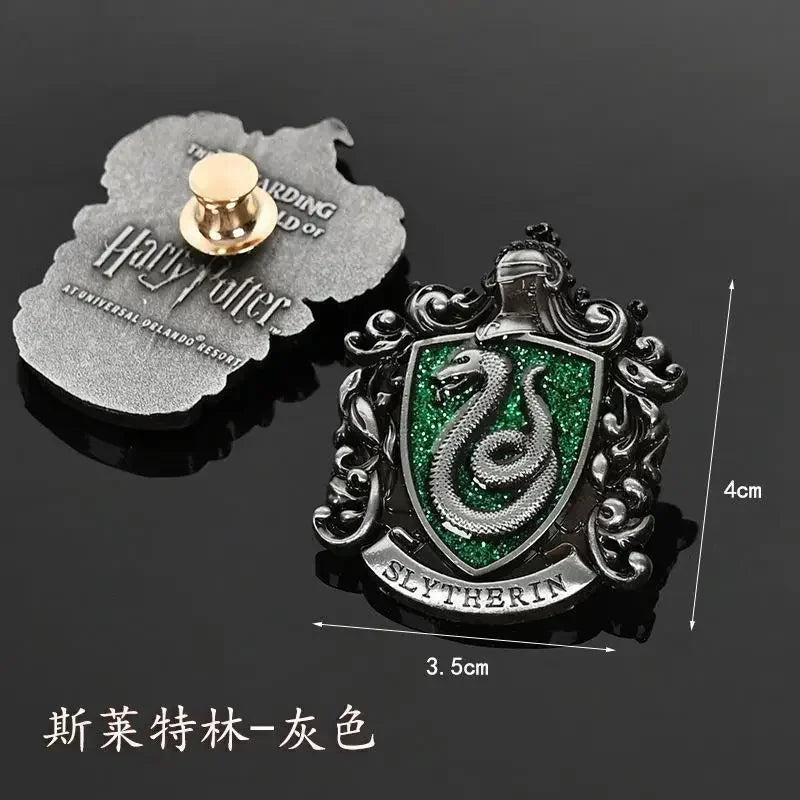 Potter Metal Badge Brooches Hogwarts Slytherin Gryffindor Harry Magic School Lapel Pin Bag Accessories Christmas Souvenir Gifts