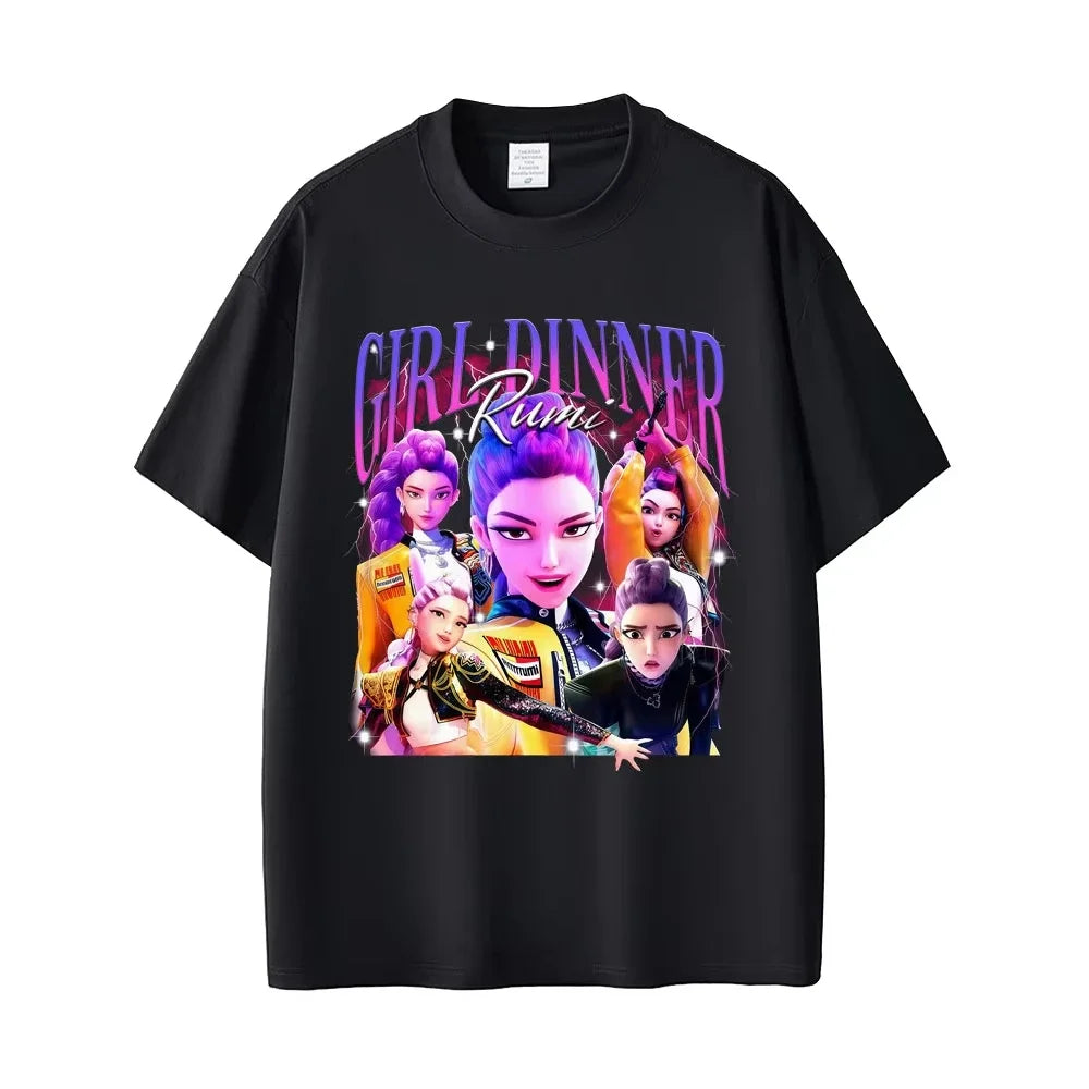 Movie KPop Demon Hunters T-shirt Rumi Mira Zoey T Shirts Saja Boys Tshirt Derpy Tiger T-shirts Men Women Fashion Casual T Shirt