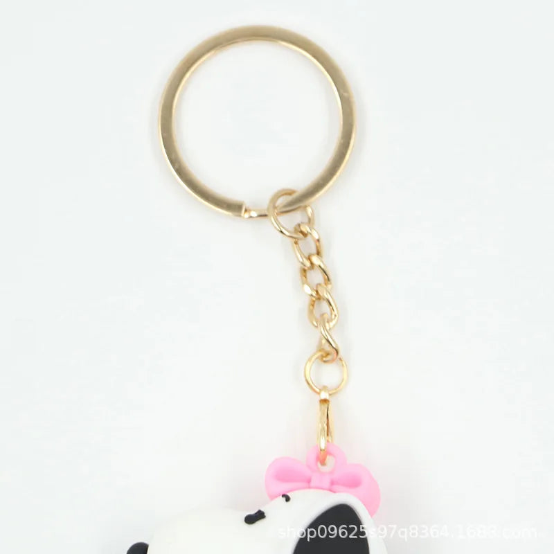 Kawaii Snoopy Keychain PVC Cute Cartoon Doll Keyring Pendant Couple Car Keyholder Creative Bag Charm Accessories Kids Gifts