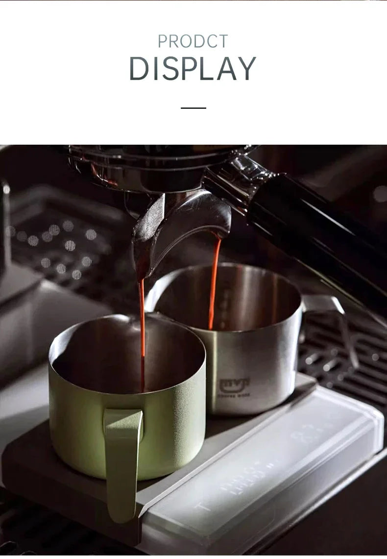 MUVNA Espresso Mug - Star Rain, 100ml Stainless Steel Coffee cup with Scale, Coffee Mugs with Handle, Colourful, Black & White