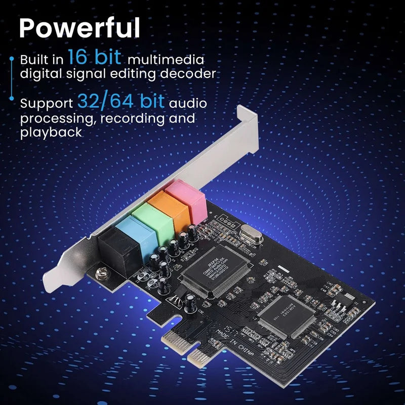 PCI-E 4.1 Sound Card Computer PCIE 4.1 Channel PCIe Audio 6 Channels 3D Games Music Digital Sound Card PCI Express Board