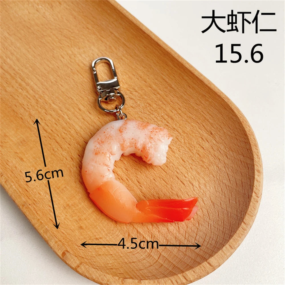 Creative PVC Simulation BBQ Skewers Food Keychain Resin Oden Squid Corn Meatball Keyring Restaurant Opening Gift Fashion Pendant