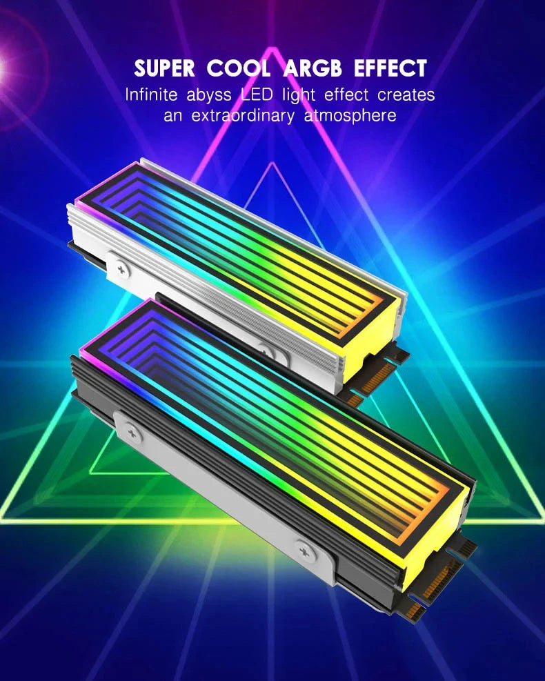 5V/3Pin ARGB AURA Sync Computer 2280 SSD M2 Radiator Aluminum PC RGB M.2 Nvme Cooler Heatsink Solid State Drive Heat Sink Cooler