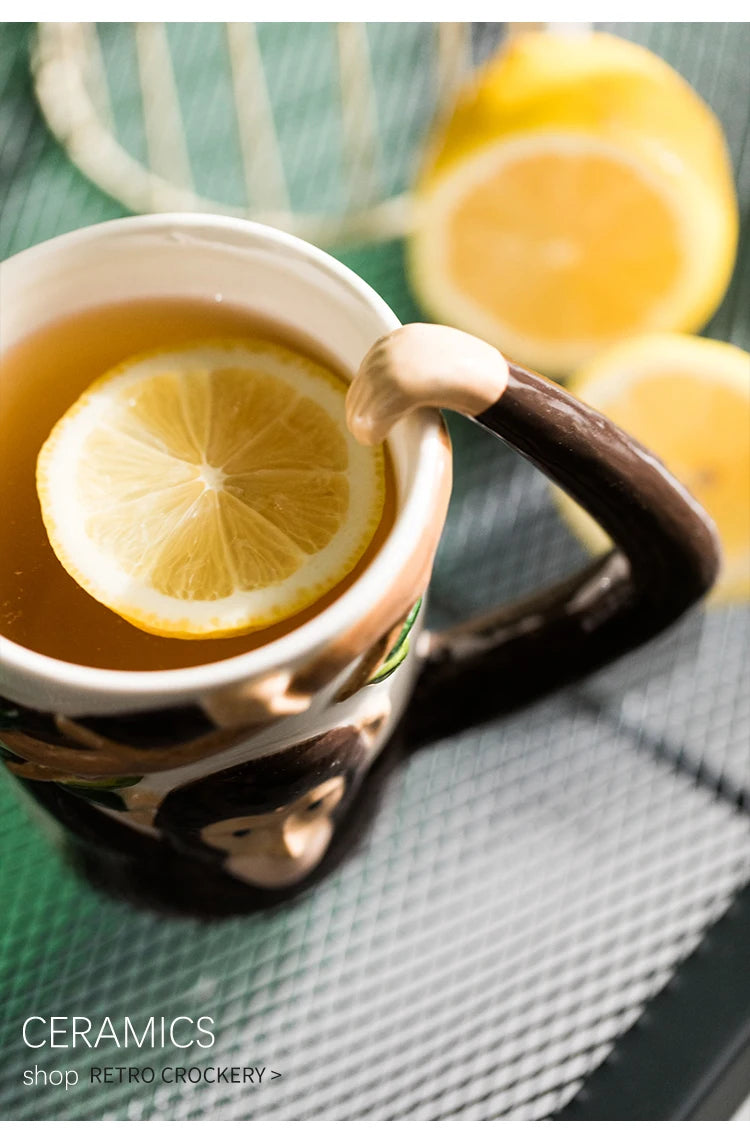 Household 310ml Animal Mug Coffee Mug Children Cartoon Monkey Ceramic Mug Irregular Cup Living Room Decoration Accessories