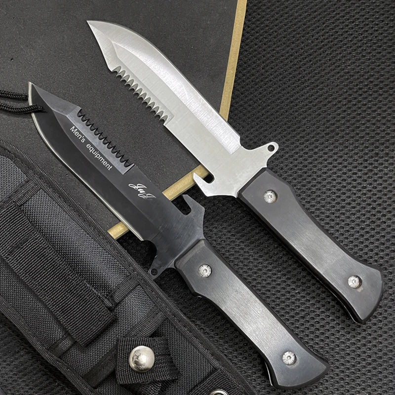 Tactical Hunting Knife Full Tang 8CR13MOV Blade Wood Handle Survival Tools Pocket Knife High Hardness Self Defense Combat Knives