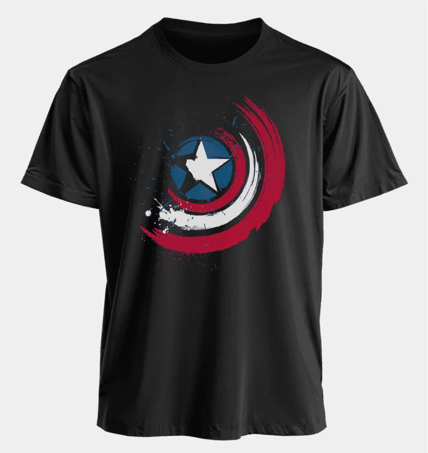 Marvel Men's and Women's T-shirts Captain America Summer Spring and Autumn New Classic Oversized Sporty Trendy Short-sleeved