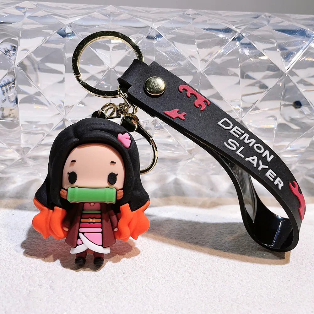 Anime Demon Slayer Pendant Keychain Cute Kamado Tanjirou Rengoku Kyoujurou Keychain Cosplay Keyring Souvenir Gift